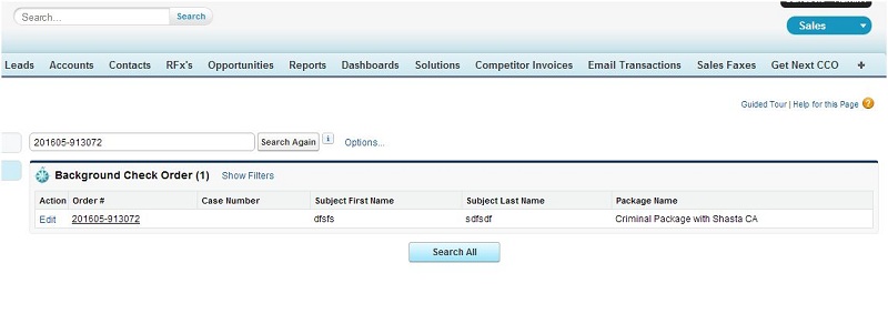 ORDER SEARCH RESULT